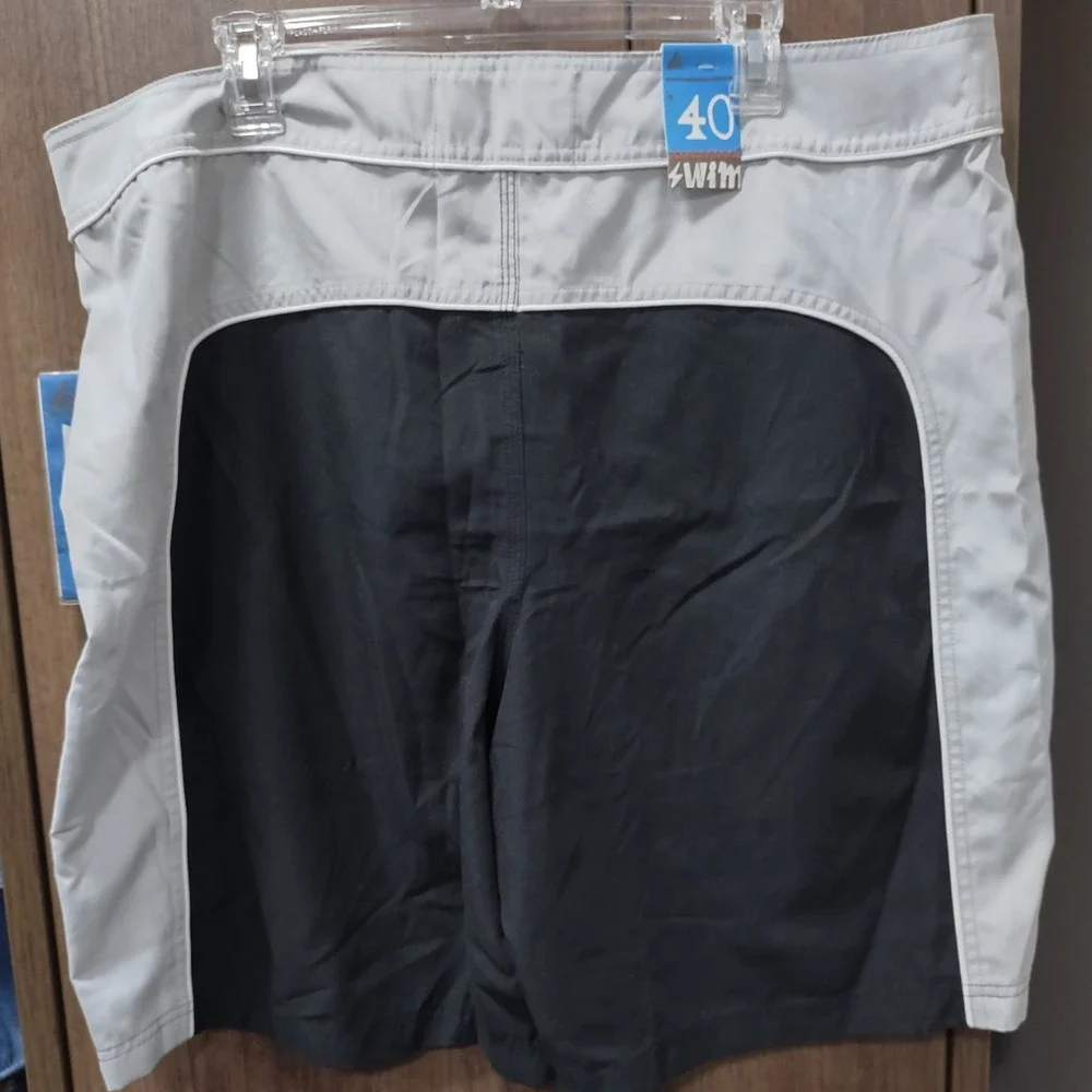 Wonderwall Board Shorts Mens 40 Swim‎ Trunks Black Gray NWT Drawstring Waist